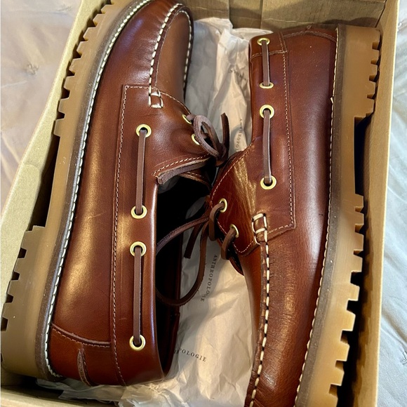 Anthropologie  Leather Boat Lug Sole Shoes - Picture 3 of 9